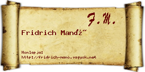 Fridrich Manó névjegykártya